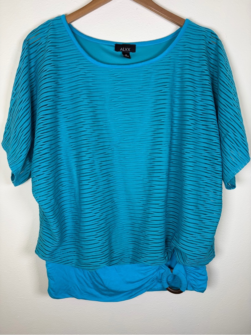 ALYX Turquoise Layered Stripe Top Size 1X Side Ring Detail - Picture 1 of 10